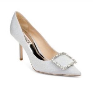 Badgley Mischka Silver Blue Heels Women's Size 6 1/2